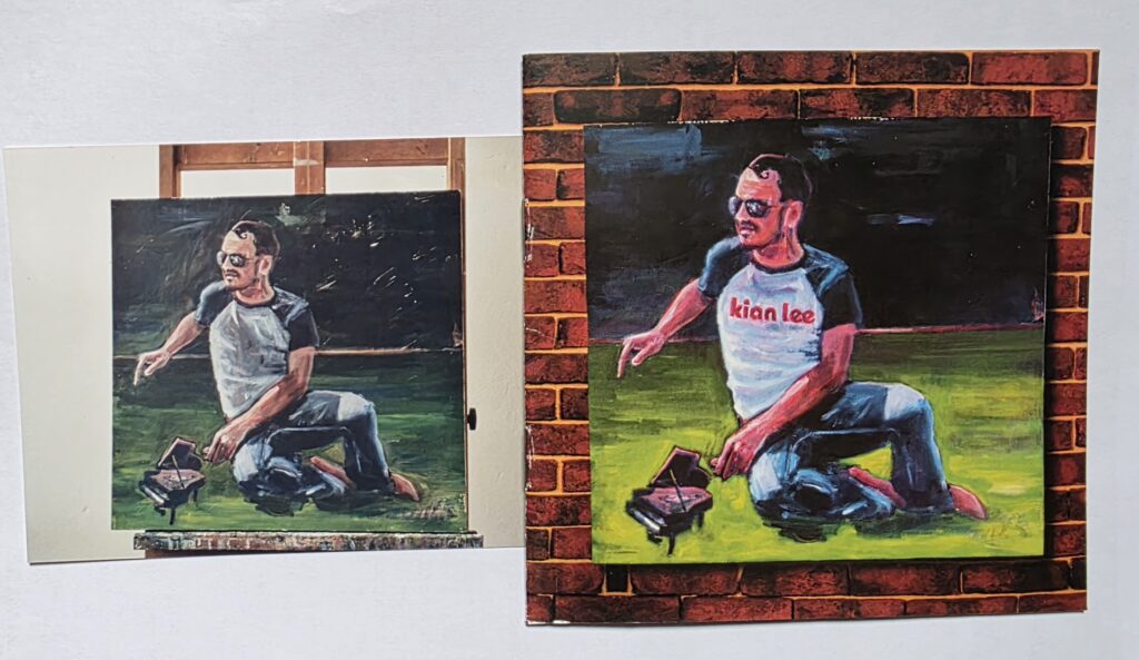 Two views of an oil painting of Kian Lee created by the artist Flowrent for the Kian Lee Convention EP.