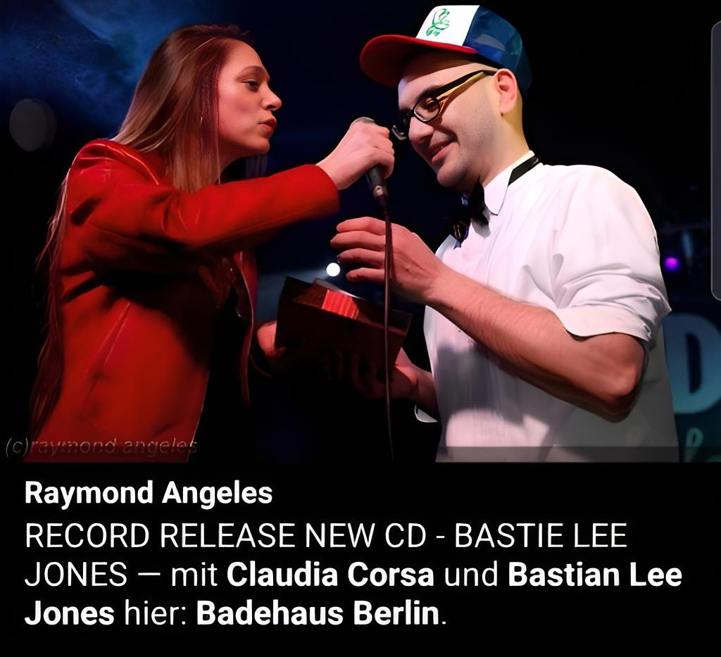 Claudia Corsa (EDELSTERN) and Bastian Lee Jones on stage during the record release concert at Badehaus Berlin.