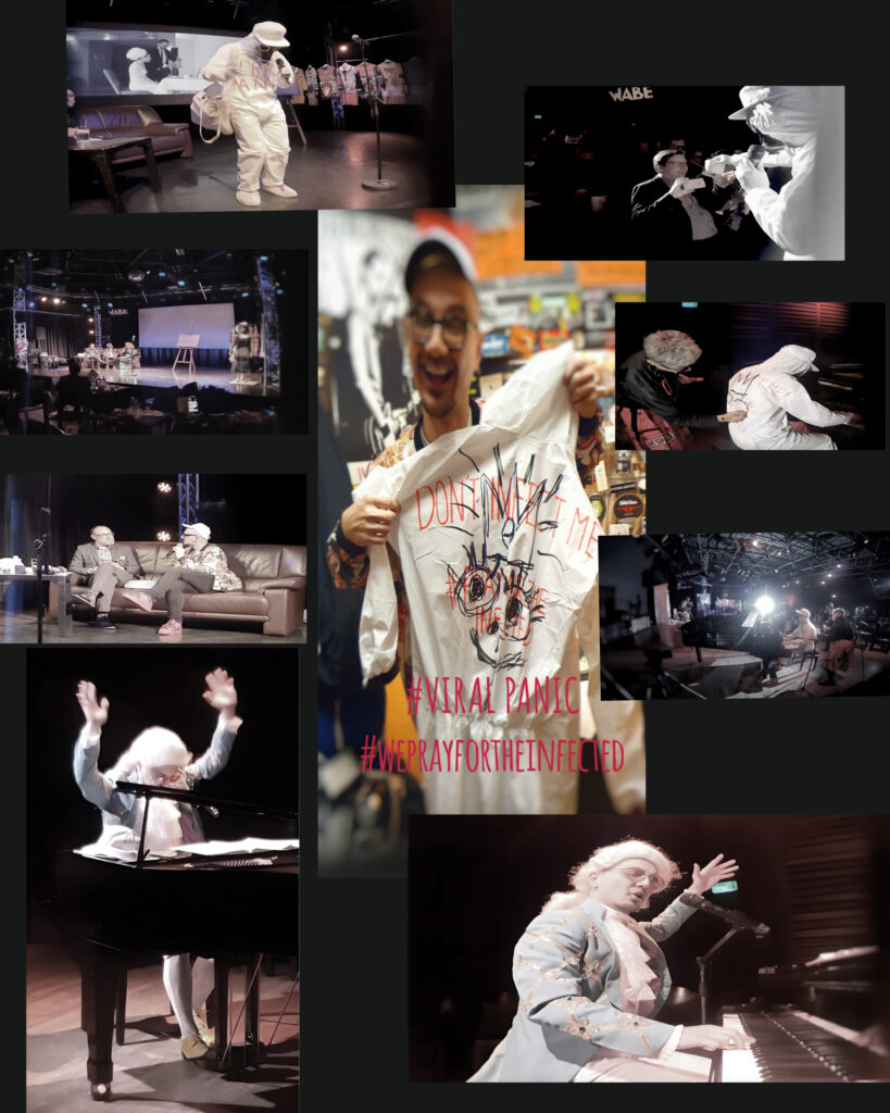 Bastian Lee Jones performance collage with live video stills and a central portrait from WABE Berlin.
