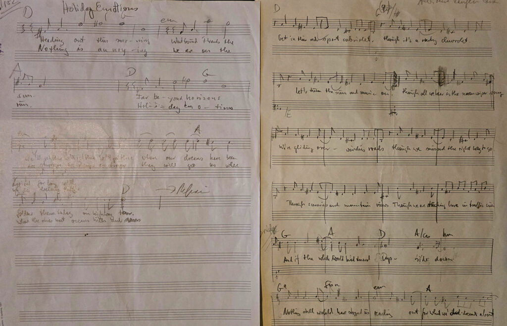 Original handwritten score and lyrics for “Holiday Emotions” by Kian Lee.